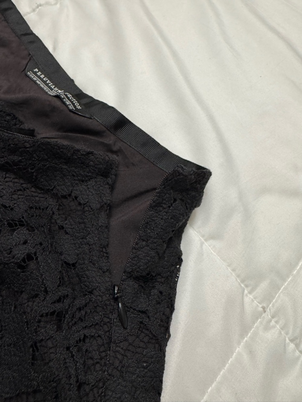 Peruvian Connection Black Drop Waist Ruffled Lace Mini Skirt - Picture 6 of 10